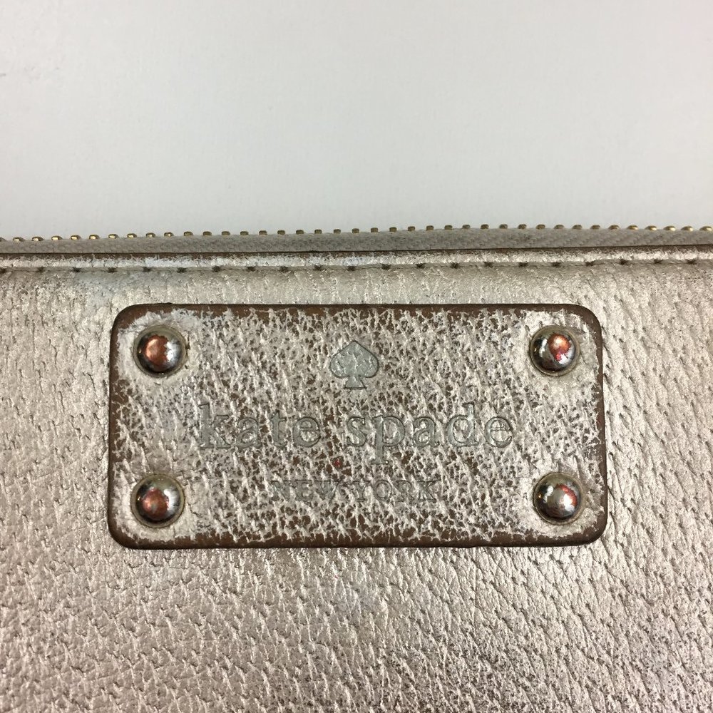 KATE SPADE New York Rose Gold Logo 100% Genuine Cow Leather Zip Around Wallet - Picture 2 of 10